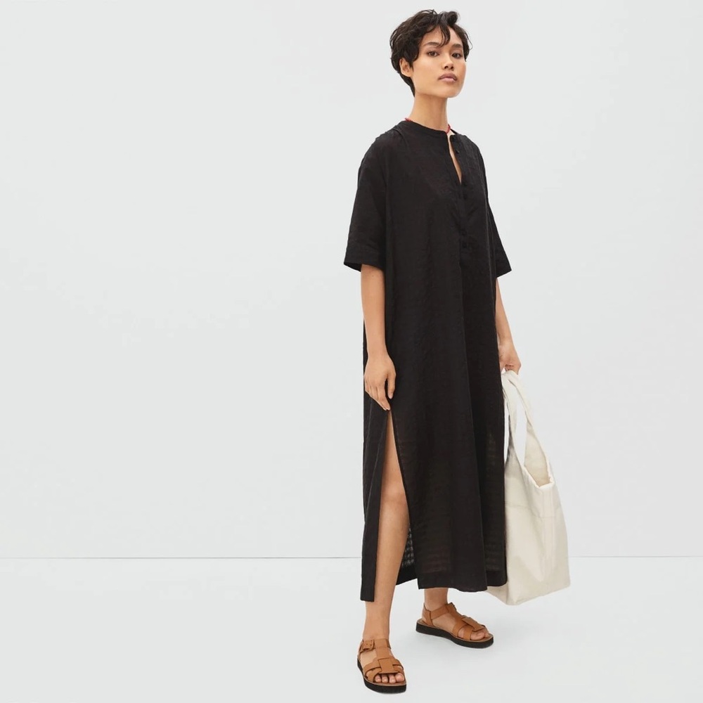 Everlane Caftan Black Check Dress
